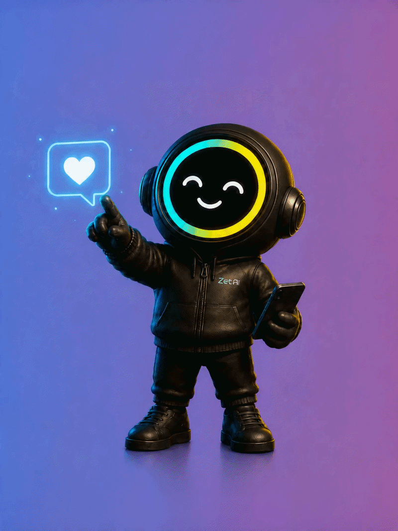 The Zet AI mascot presenting live match analysis